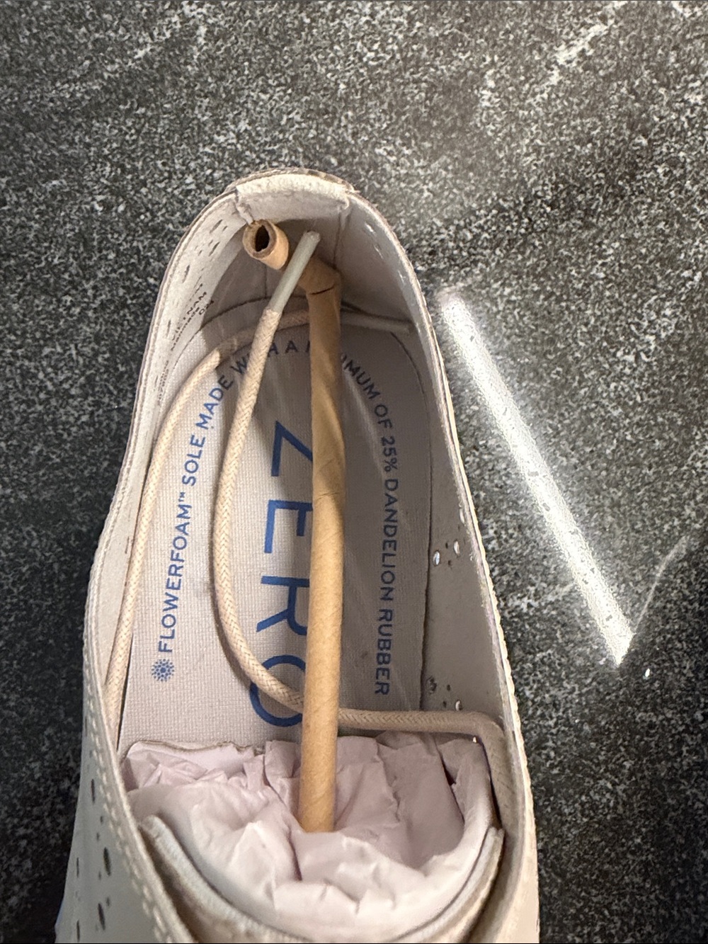 Cole haan zero Beige Wingtip Oxfords with Light Blue Sole size 10 - Picture 3 of 4